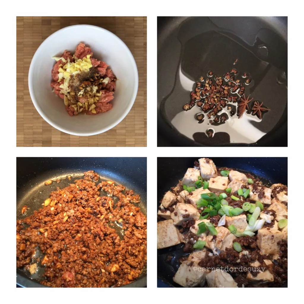 Étapes de préparation du mapo tofu